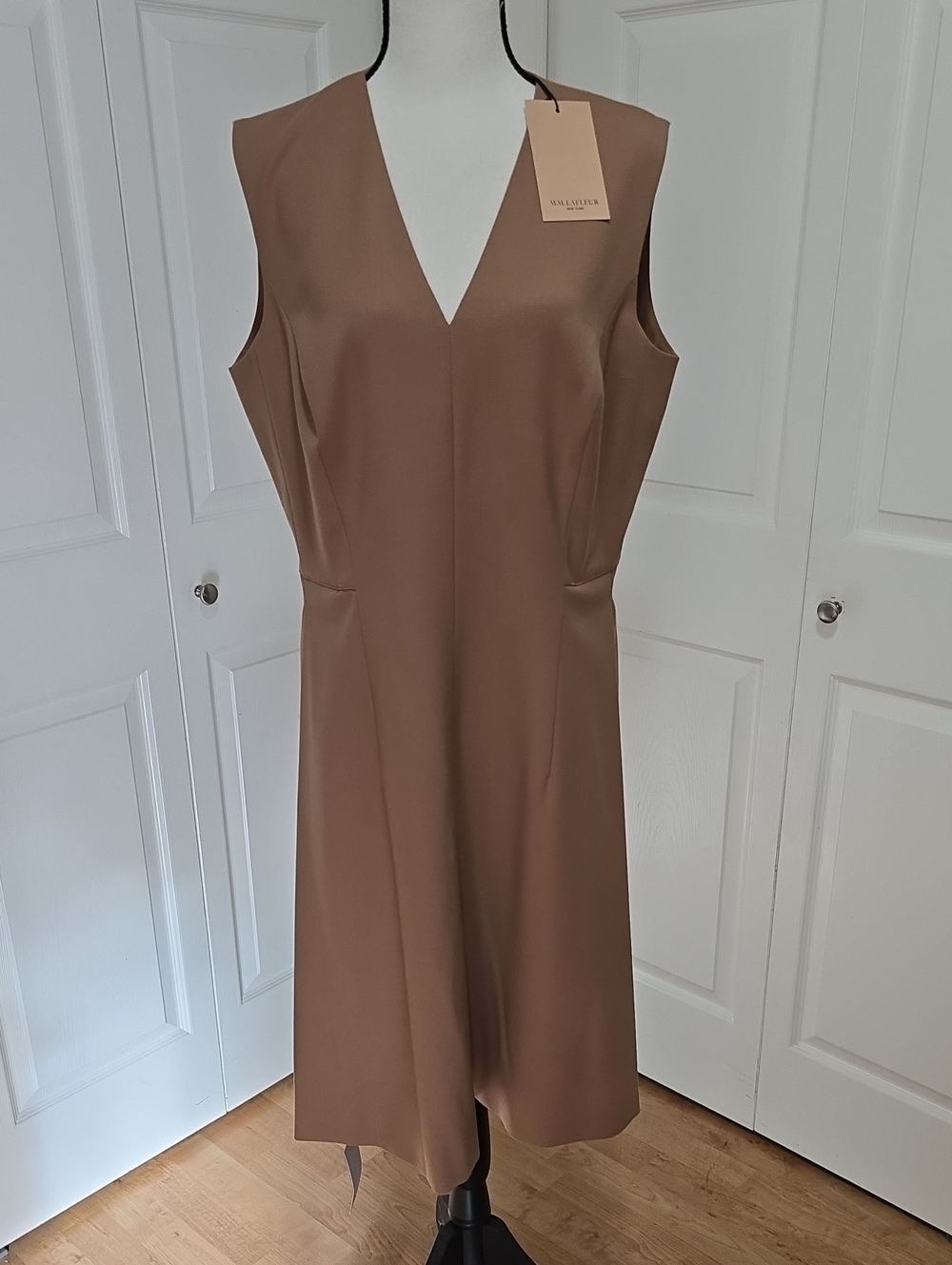 NWT MM Lafleur Jayce 1.0 Washable Wool Twill Dress Camel 14